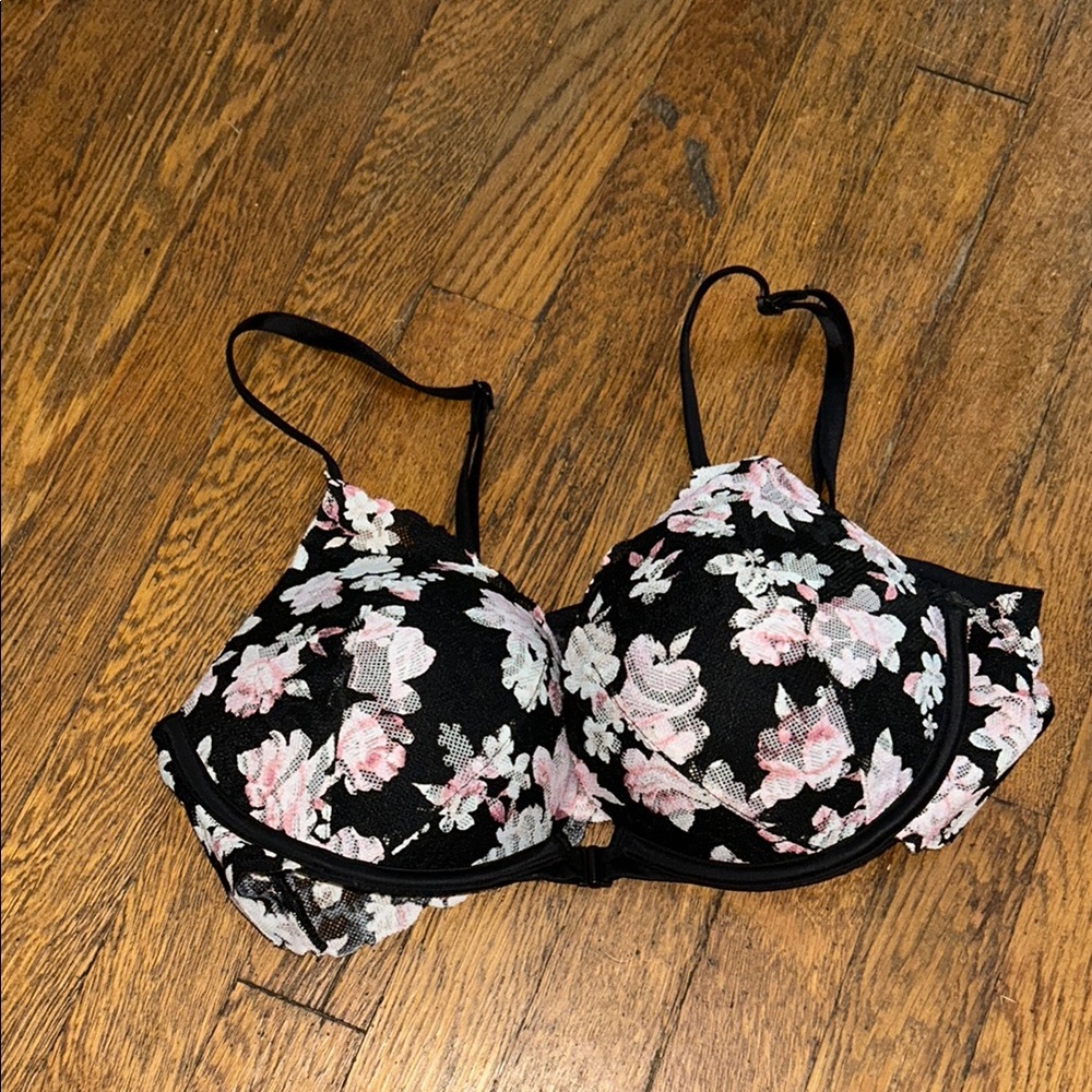 Floral Lace Black Bra